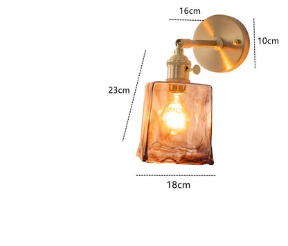 Decorbites™ Bernstein-Glas-Wandleuchte-Schalter, Moderne Kupfer-LED-Lampe für Zuhause, Schlafzimmer, Wohnzimmer
