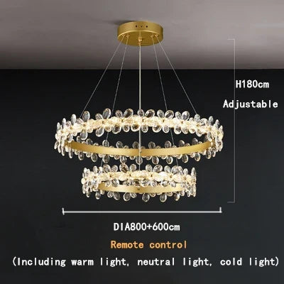DecorBites™ Crystal LED Chandelier: Luxury Lighting for Living, Dining, Kitchen - Elegant Iron & Aluminum Design