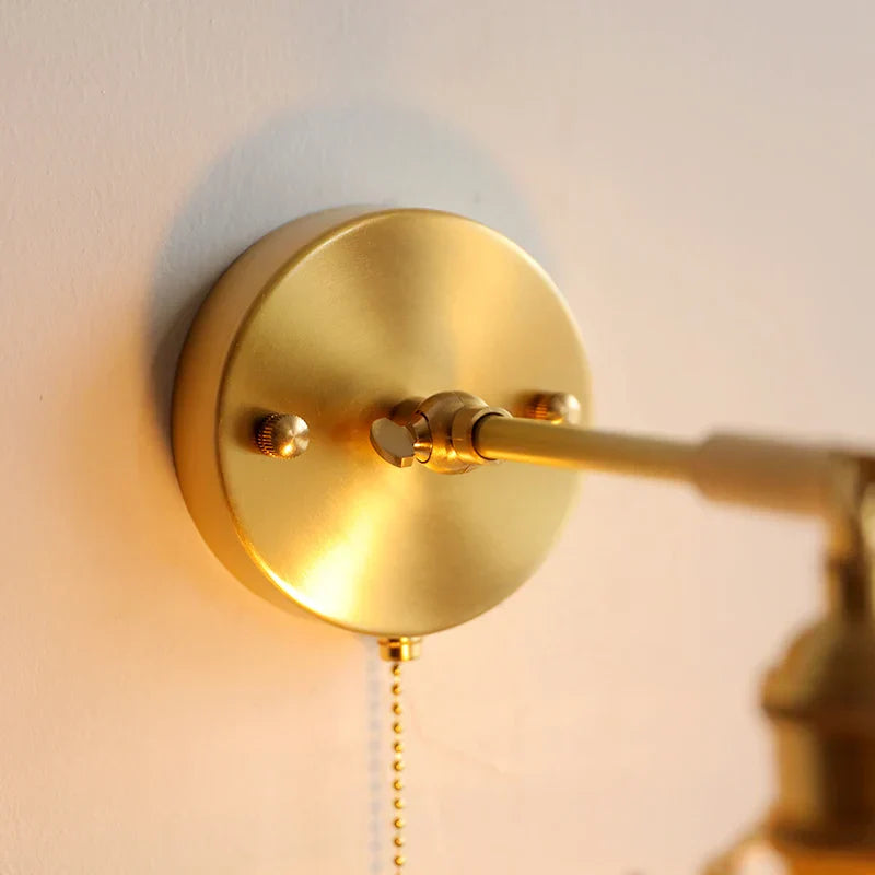 DecorBites™ Green Glass LED Wall Lights with Pull Chain Switch, Copper Finish