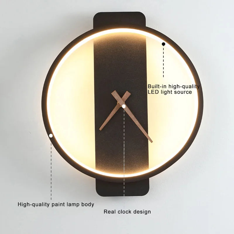 Decorbites™ LED-Wandlampe Wanduhr Modernes Design Nordisch Luxuriös Einfach Für Hotel Nachttisch