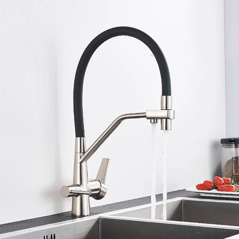 Decorbites™ Zweispülfilter-Mischbatterie mit 360° Drehung für Wasserreinigung Küchenarmatur