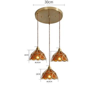 Decorbites™ Japanisches Vintage-Glas-Kupfer-LED-Pendant-Lampenleuchte für Schlafzimmer, Bar, Café