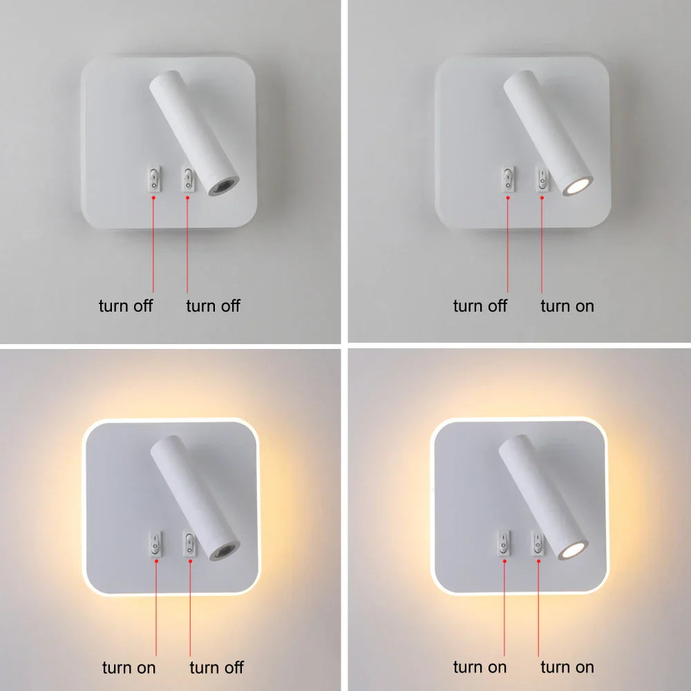 Decorbites™ verstellbare 10W Wandleuchte mit Schalter – Hotel, Schlafzimmer, Studierzimmer, Lesen