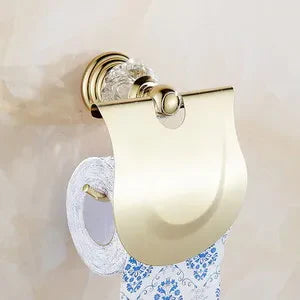 Decorbites™ Gold Kristall Badezimmerezubehör-Set: Luxus Messing Badarmatur Wandmontage-Kollektion