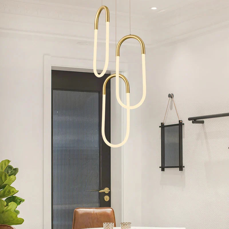 Gold Ring Pendant Light 3-Head Design