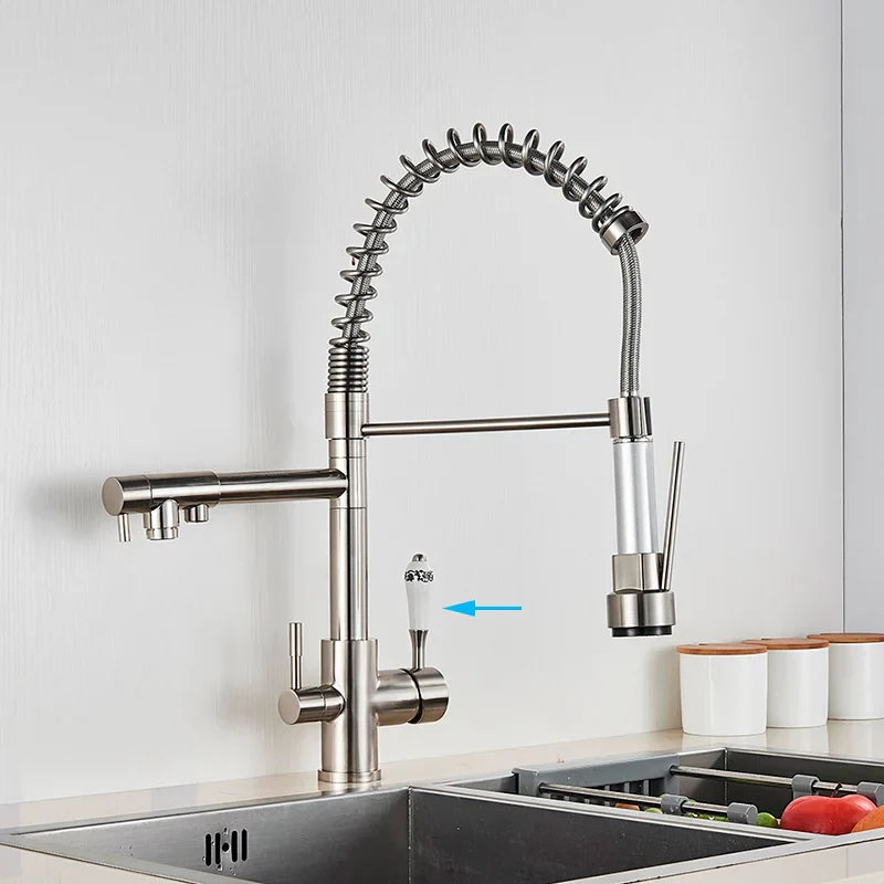 Decorbites™ Küchen-Wasserfilterarmatur: Dreifach-Auslauf-Mischer, 360° Drehung, Reinigung von Trinkwasser