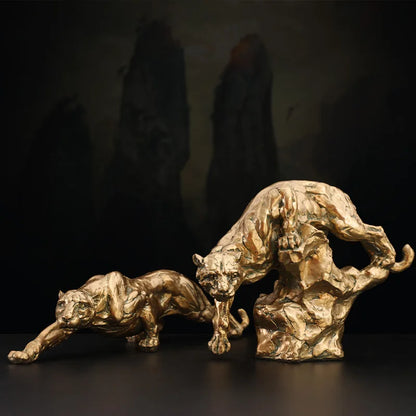 Decorbites™ Goldener Leopard Harz-Panther-Figur: Luxuriöse Dekoration für Zuhause und Büro & Geschenk