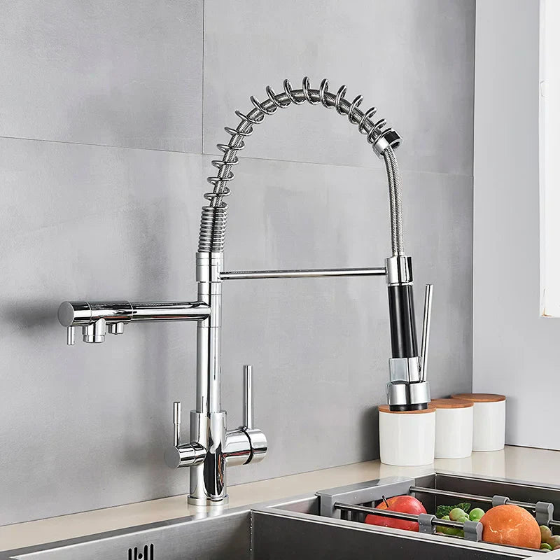 Decorbites™ Küchen-Wasserfilter-Armatur: Dreifach-Auslass-Mischer, 360° Drehung, Wasserreinigungsfunktion
