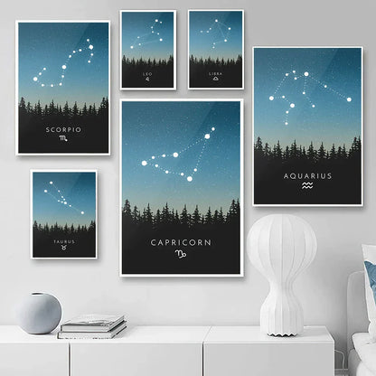 Decorbites™ Leo Krebs Sternzeichen-Leinwandkunst nordische Drucke für Kinderzimmer Heimdekoration