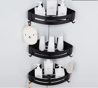 DecorBites™ Black Aluminum Bathroom Corner Shelf Wall Mounted Soap Dish Holder