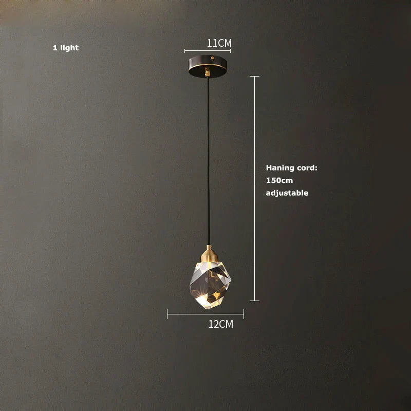 DecorBites™ Black Crystal Copper LED Chandelier - Art Deco Hanging Lamp for Dinning Room