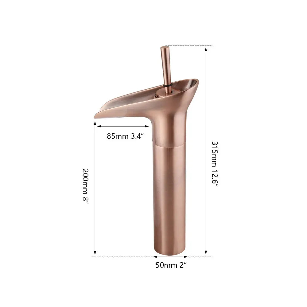 Decorbites™ Golden Waterfall Badezimmerarmatur Mischbatterie Hoher Waschtisch Deckenmontiert