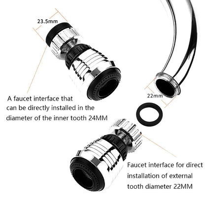 DecorBites™ Kitchen Faucet Aerator: 360 Degree Swivel, 2 Modes, Water Saving Nozzle
