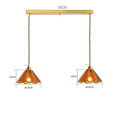 Decorbites™ Japanisches Vintage-Glas-Kupfer-LED-Pendant-Lampenleuchte für Schlafzimmer, Bar, Café