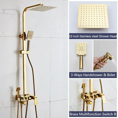 Decorbites™ Golden Shower Armaturensatz mit 8" Regensprühkopf, Wandmontierte Handbrause