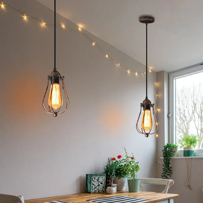 DecorBites™ Adjustable Industrial Wall Light Rustic Wire Metal Cage Sconce
