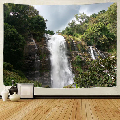 Decorbites™ Wald-Wasserfall-Kunst-Wandteppich: Boho-Hippie-Dekoration für Yogamatte, Sofa und Decke