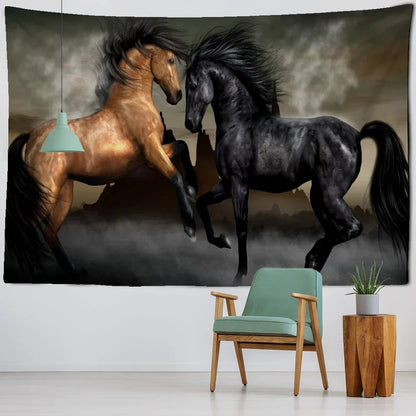 Decorbites™ Wandteppich mit galoppierendem Pferd Psychedelische Boho-Hippie-Kunst-Teppich