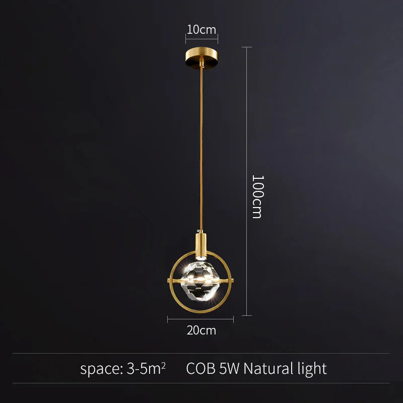 Gold Crystal Art Deco Pendant Light For Kitchen