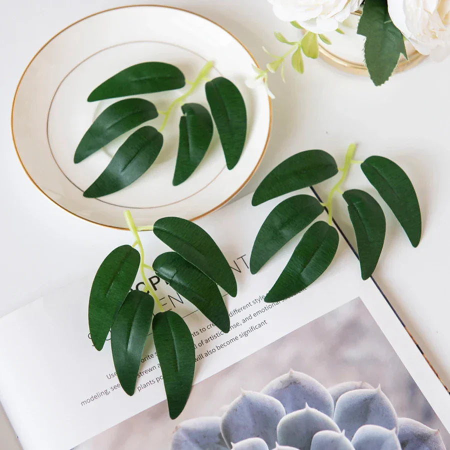 DecorBites™ Green Silk Willow Leaves Flowers for Home Wedding Decoration