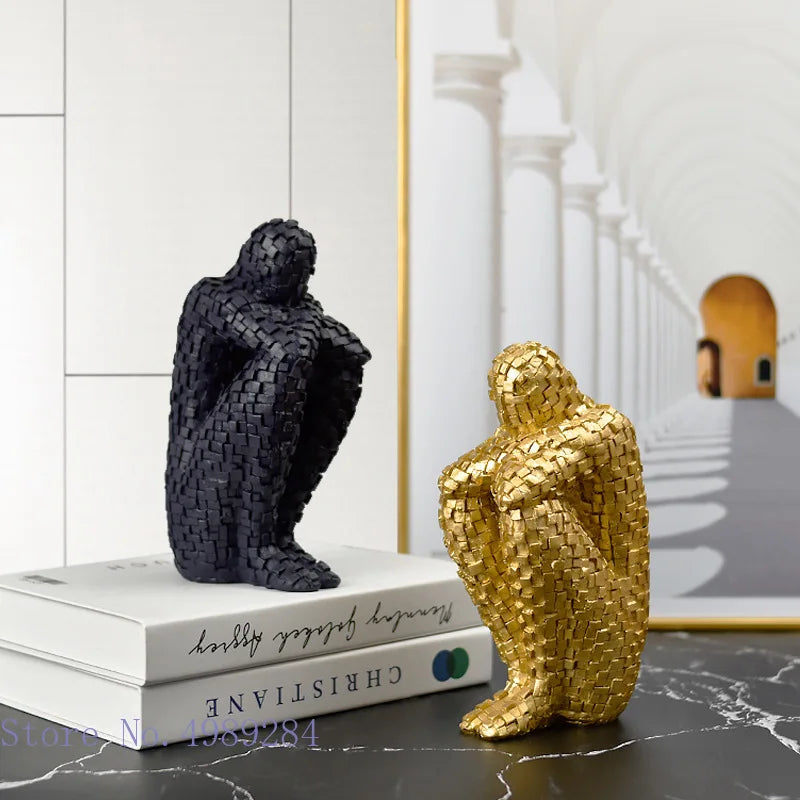 Decorbites™ Goldener Mann Denker Abstrakte Skulptur Statue für Heimdekoration