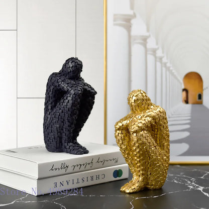 Decorbites™ Goldener Mann Denker Abstrakte Skulptur Statue für Heimdekoration