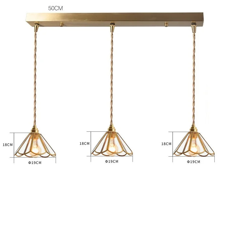 Decorbites™ Japanisches Vintage-Glas-Kupfer-LED-Pendant-Lampenleuchte für Schlafzimmer, Bar, Café