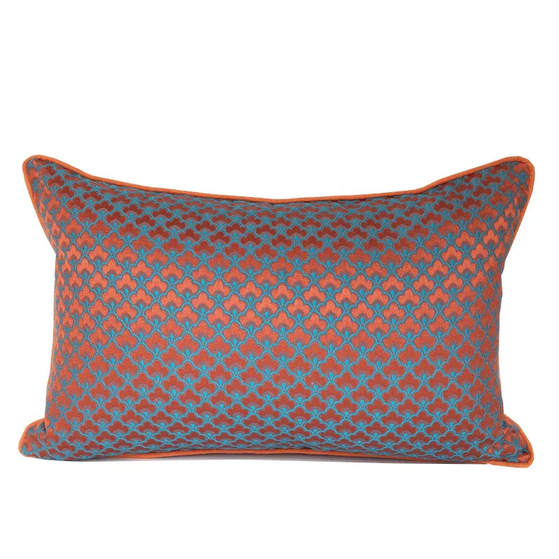 Decorbites™ Geometrisches Blau- und Rot-Jakard-Material Taillen-Kissenbezug für modernes Luxus-Dekor