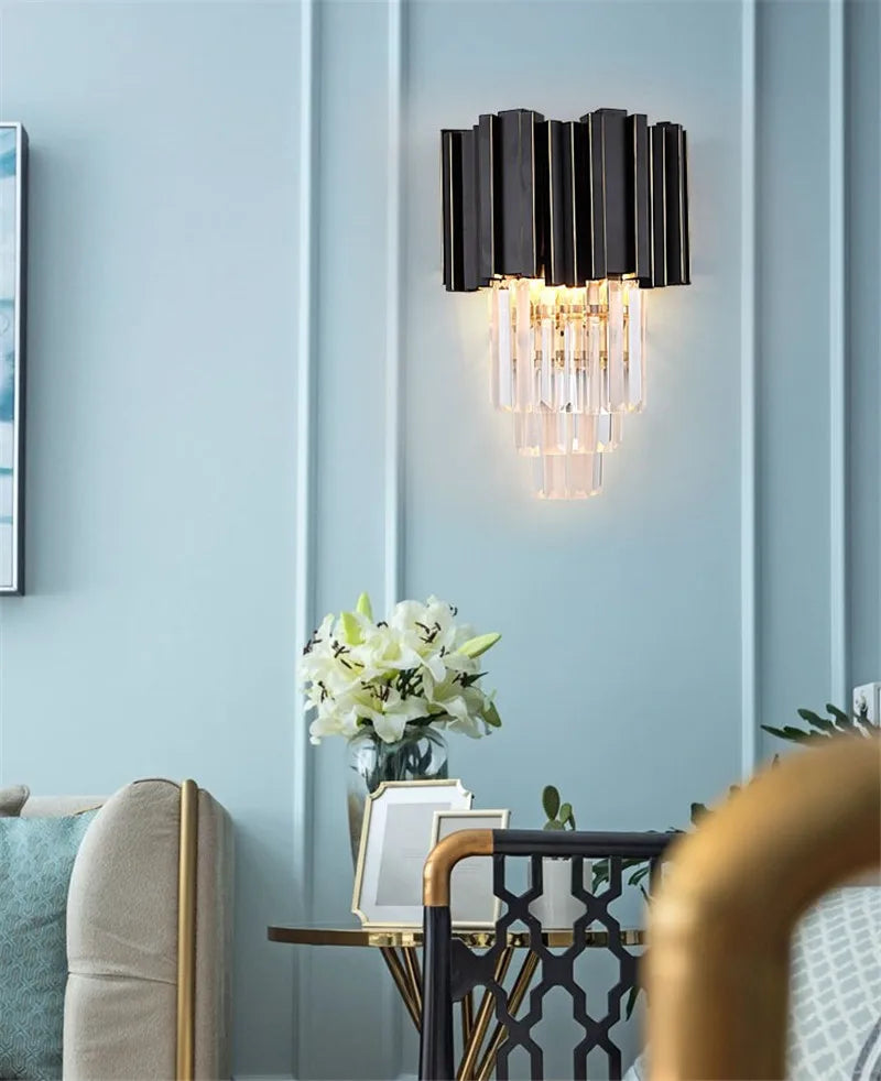 Crystal Drop Wall Sconce With K9 Crystals