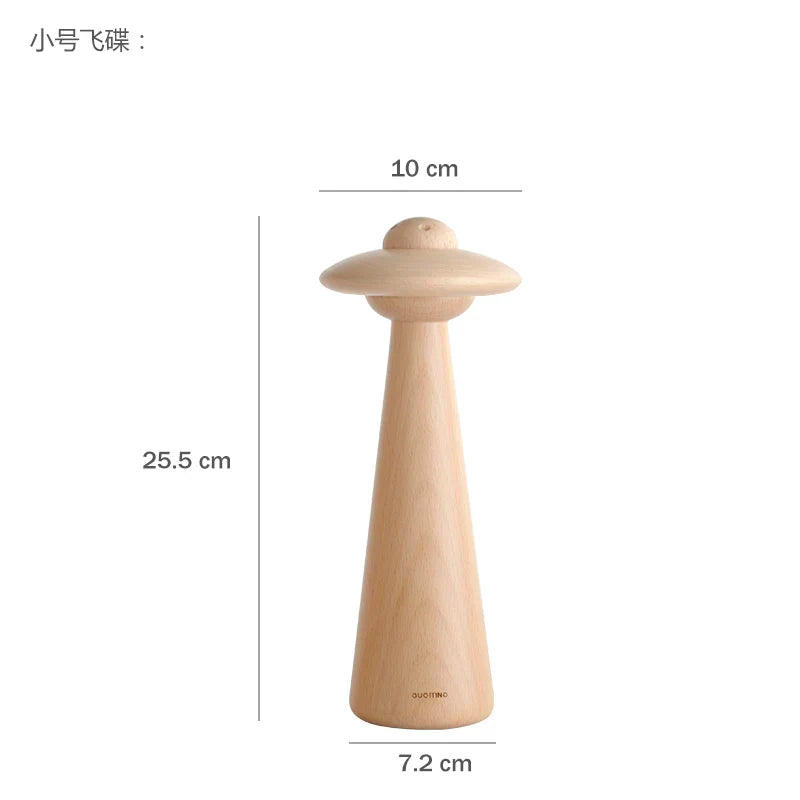 Decorbites™ Kinder-UFO-Holz-LED-Tischleuchte: Modern, dimmbar, Cartoon-Design, ideal für das Kinderzimmer