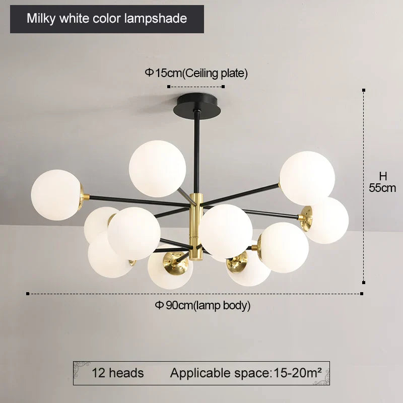Decorbites™ Glas-Kugeln-LED-Kronleuchter: Retro runde Schmiedeeisen-Innenbeleuchtung für Küche, Wohnzimmer, Bauernhaus
