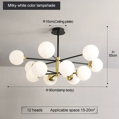 Decorbites™ Glas-Kugeln-LED-Kronleuchter: Retro runde Schmiedeeisen-Innenbeleuchtung für Küche, Wohnzimmer, Bauernhaus