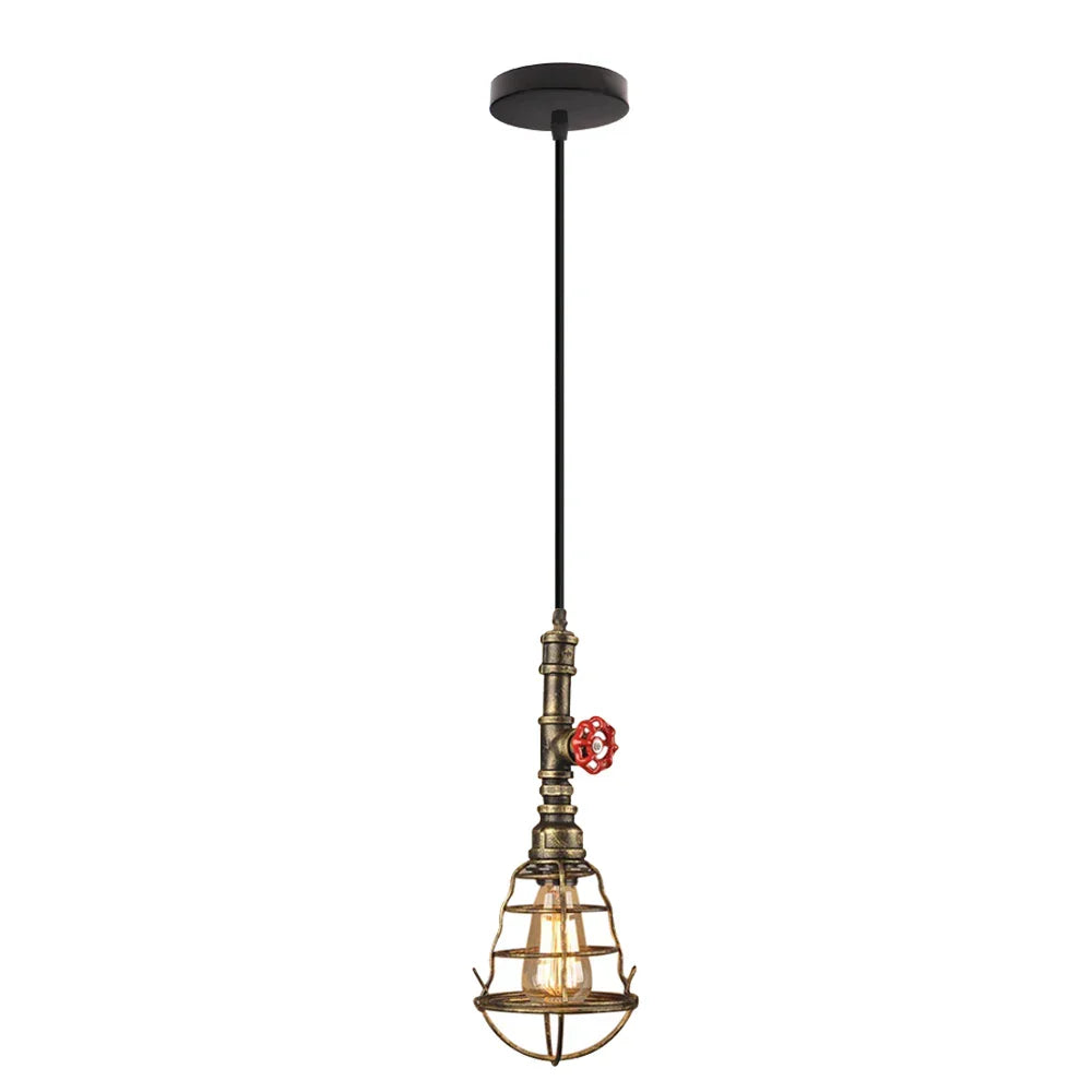 Copper Water Pipe Pendant Light