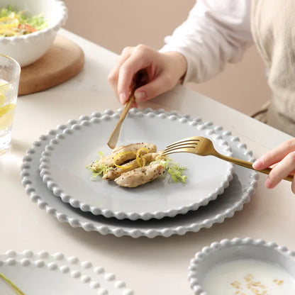 Decorbites™ Herzförmiges Perlmutt-Essbesteck-Set - Elegantes Porzellan-Tafelgeschirr für Salat, Suppe, Steak