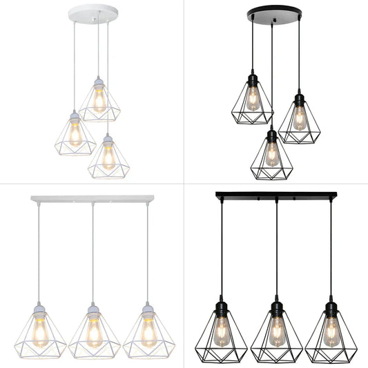 Decorbites™ Diamantkäfig Schmiedeeiserne Hängelampe für Esszimmer und Kücheninsel