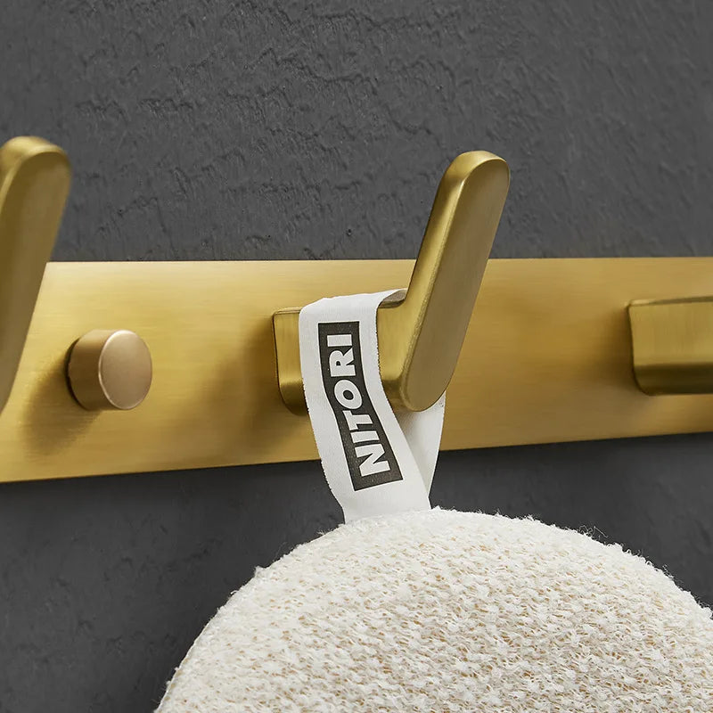 Decorbites™ Gebürstetes Gold-Aluminium-Garderobenhaken-Set für Badezimmer und Küche