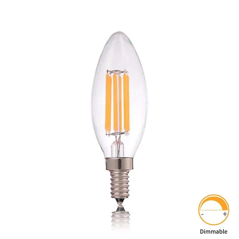 DecorBites™ LED Flame Bulb E12 E14 C35 Retro Candle Filament 4W 6W Dimmable Warm White