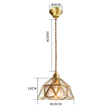 Decorbites™ Japanisches Vintage-Glas-Kupfer-LED-Pendant-Lampenleuchte für Schlafzimmer, Bar, Café