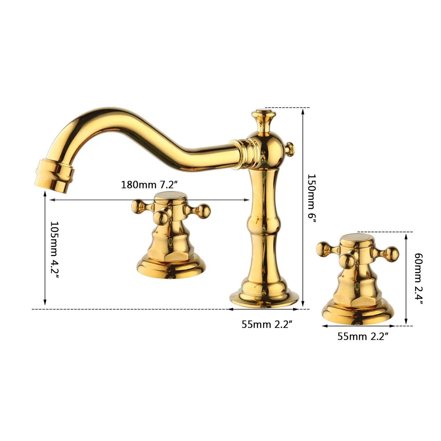 Decorbites™ Dualeinhebel-Waschbeckenarmatur aus massivem Messing in Chrom mit antiker schwarzer Finish