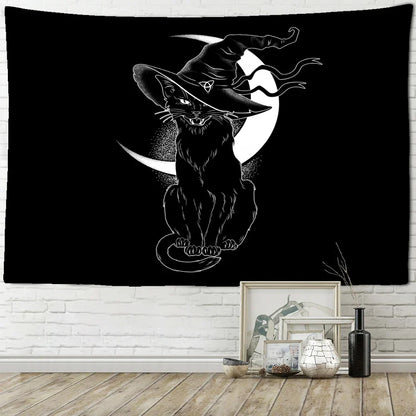 Decorbites™ Schwarze Katze Psychedelisches Wandbehang für die Raumdekoration
