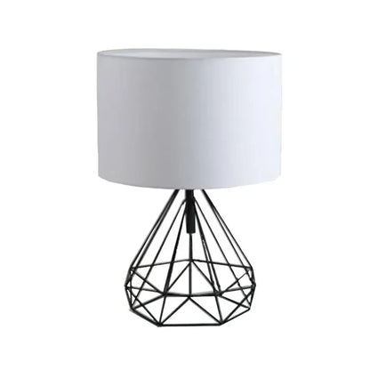 Decorbites™ Geometrische Gold-Tischlampe mit Hohl-Diamant-Design und Stoffschirm