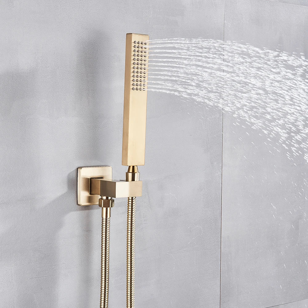 Decorbites™ Golden 8" Regenbrause-Duscharmatur-Set mit Handbrause – Wandmontierte Luxus-Mischbatterie