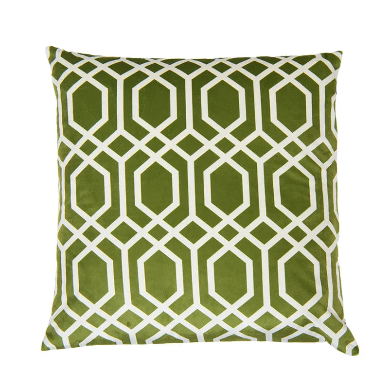 DecorBites™ Intersecting Geometric Velvet Printed Cushion Cover - Modern Nordic Sofa Decor 50x50cm