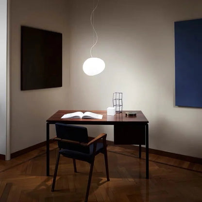 Decorbites™ Gregg Glass Hängeleuchte - Weiße LED-Kieselstein-Pendelleuchte für Villentreppen & Geschäfte