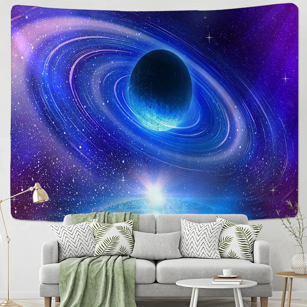 Decorbites™ Galaxy Himmel Blau Planet Gobelin Hippie Retro Heimdekoration Yogamatte