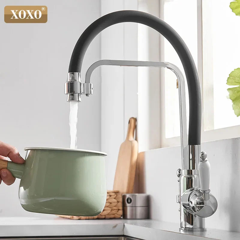 Decorbites™ Schwarz montierter Küchenarmatur mit 360° Drehung und Reiner-Wasser-Filter