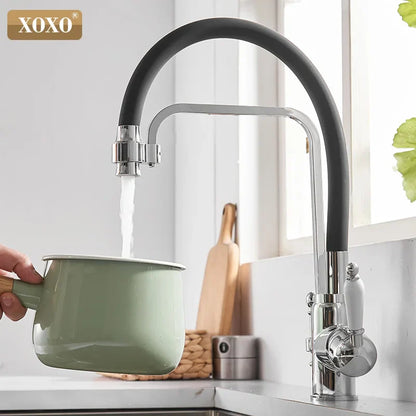 Decorbites™ Schwarz montierter Küchenarmatur mit 360° Drehung und Reiner-Wasser-Filter