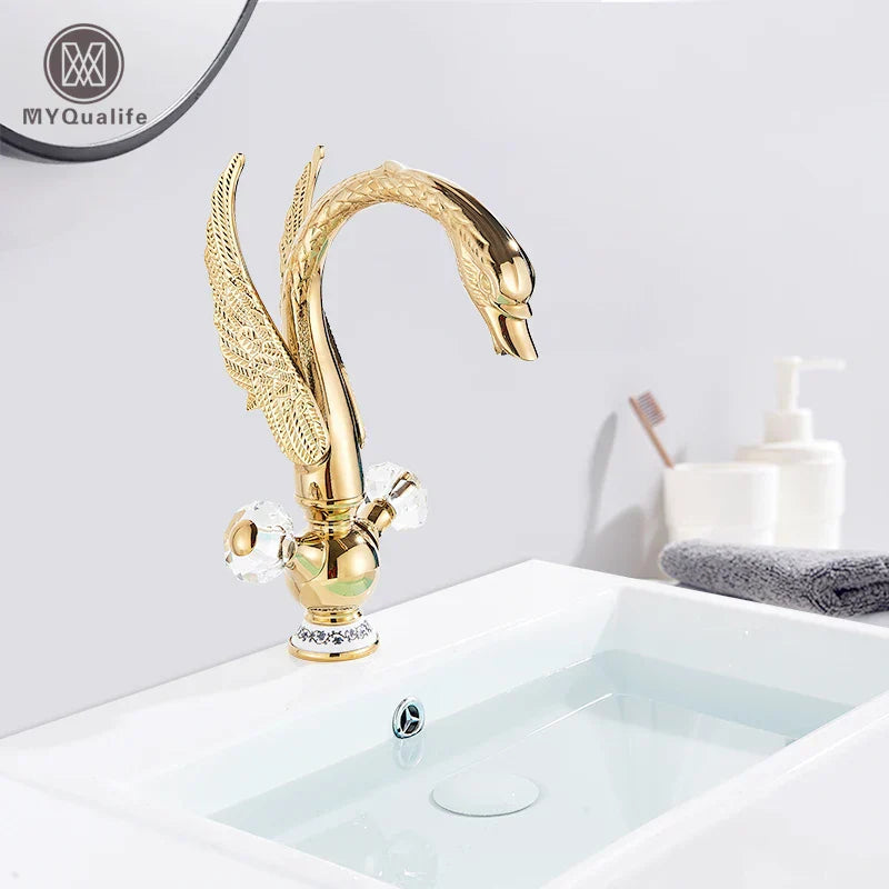 Gold Brass Swan Faucet