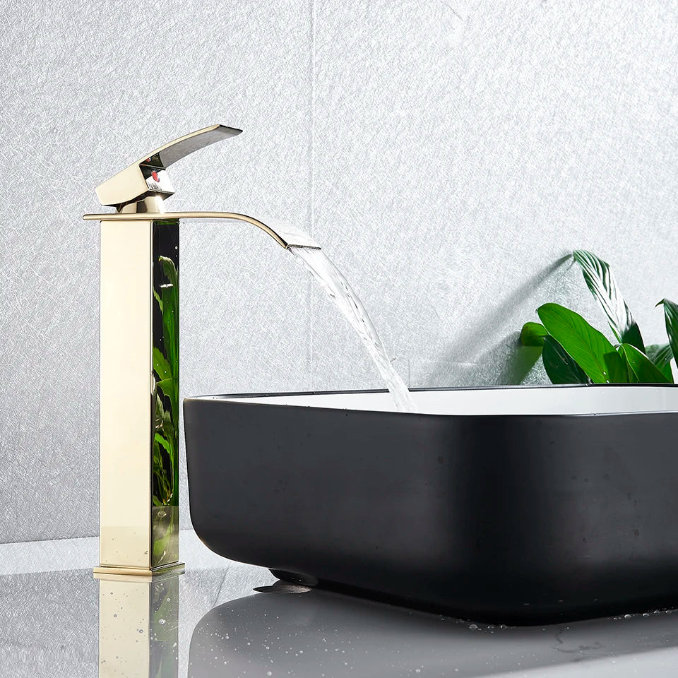 Gold Brass Basin Faucet Sleek Multi-Finish Style