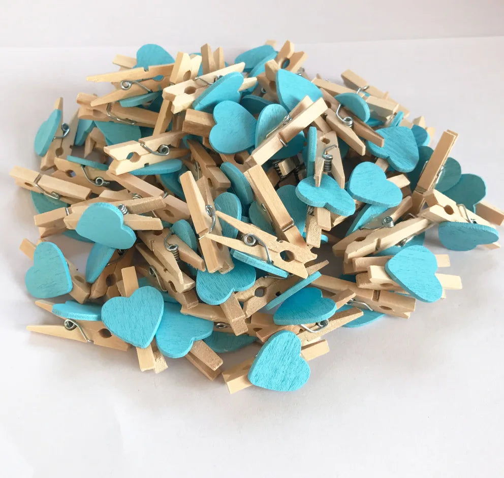 Decorbites™ 50er-Pack Romantische Herzförmige Holzclips für Heimdekoration und Partys